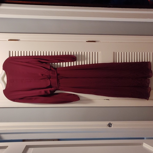 DB Studio Long Sleeve Bridesmaid Dress, Burgundy, Size: 20, Only worn once - Picture 4 of 4